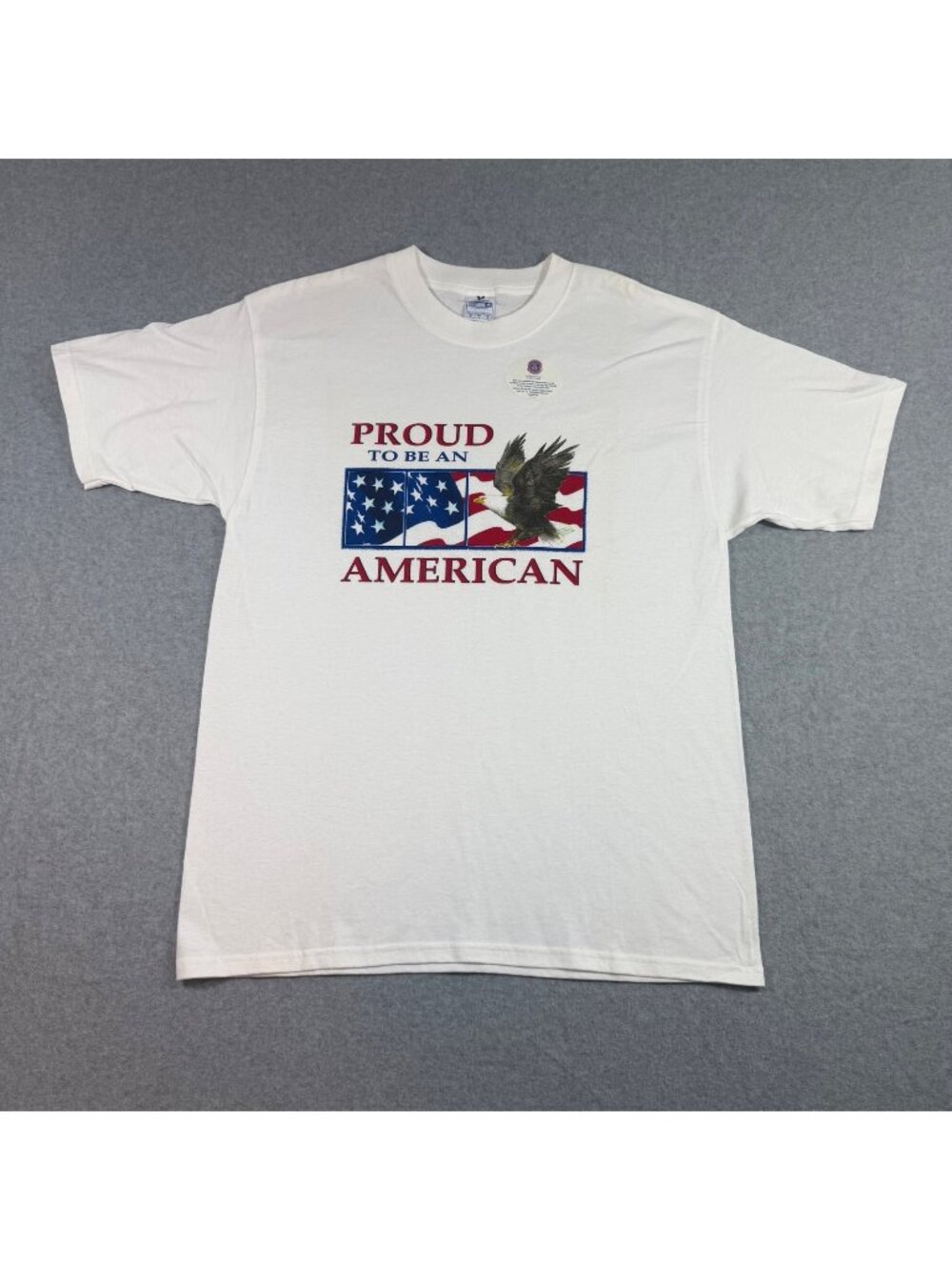 Yazbek Mens Large Proud To Be An American Eagle Flag Graphic T Shirt White USA